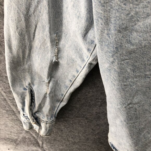 Denim Co Primark Oversized Jean Jacket Womens Size 14 Distressed Light Wash Blue - Picture 7 of 9